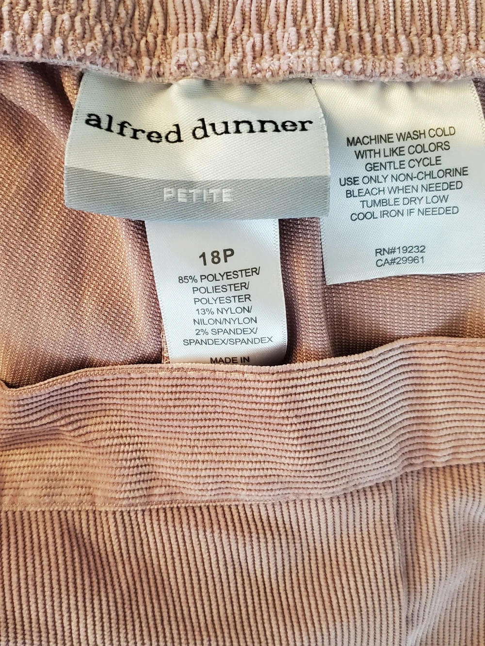 Alfred Dunner Petite Blush Ribbed Pants - Picture 2 of 5